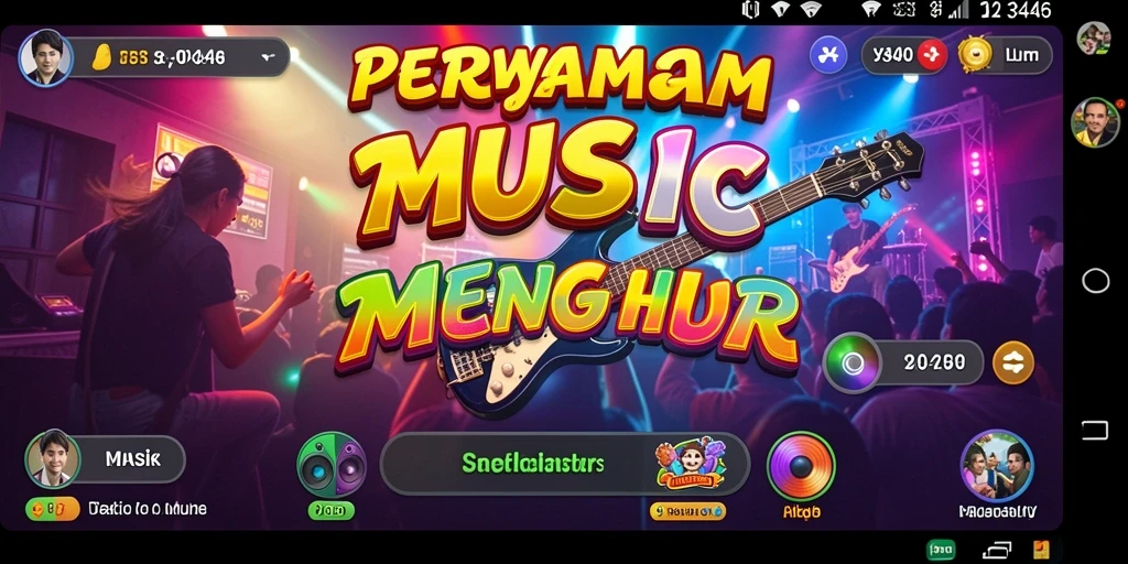 Tampilan permainan interaktif dalam 3446 dengan nuansa musik yang ceria.