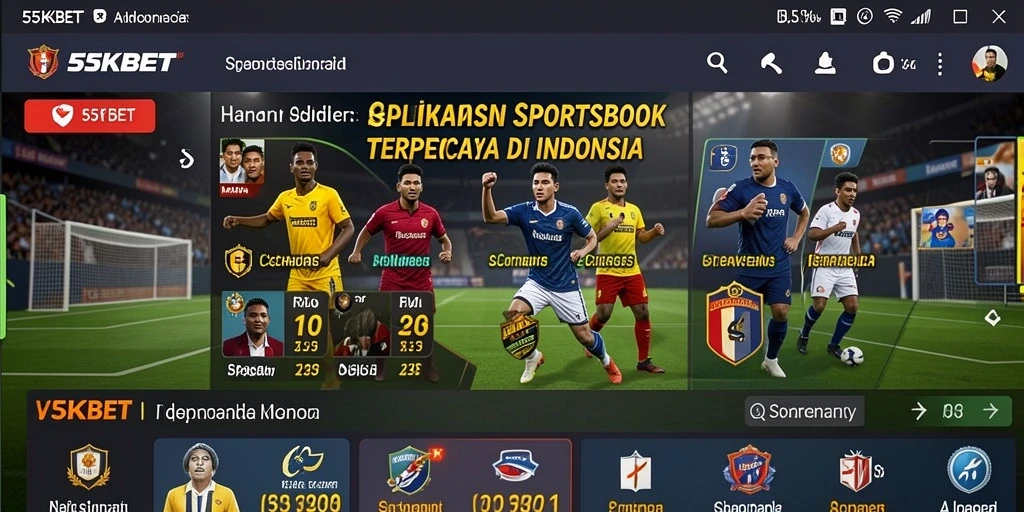 Tampilan antarmuka 55KBET dengan fitur taruhan olahraga terbaru.