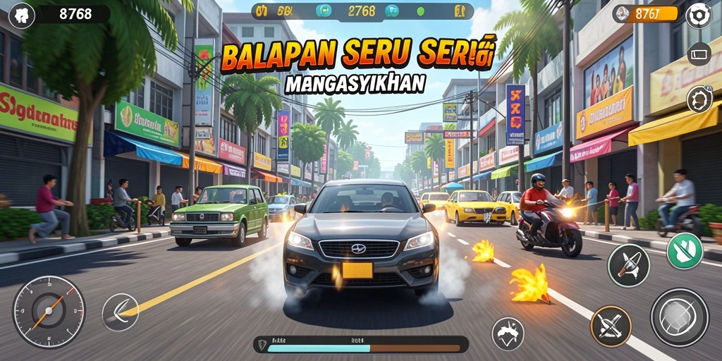 Tampilan gameplay balapan yang memukau dalam 8768.
