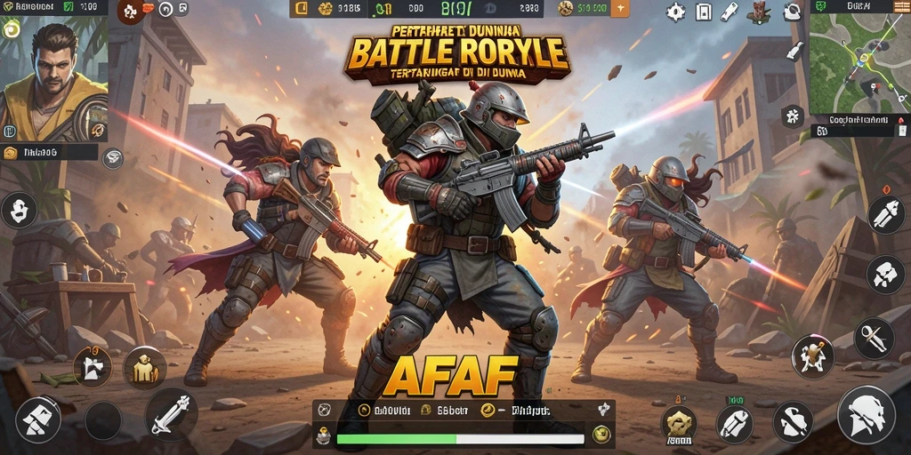 Tangkapan layar gameplay AFAF menampilkan aksi mendebarkan di arena Battle Royale.