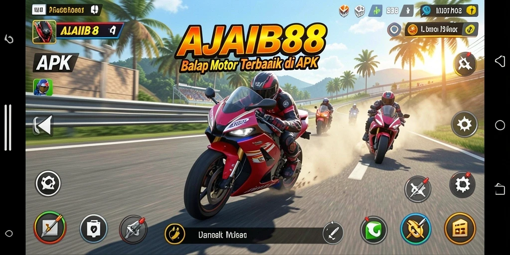 Tampilan gameplay menegangkan dari AJAIB88 saat balapan di trek.