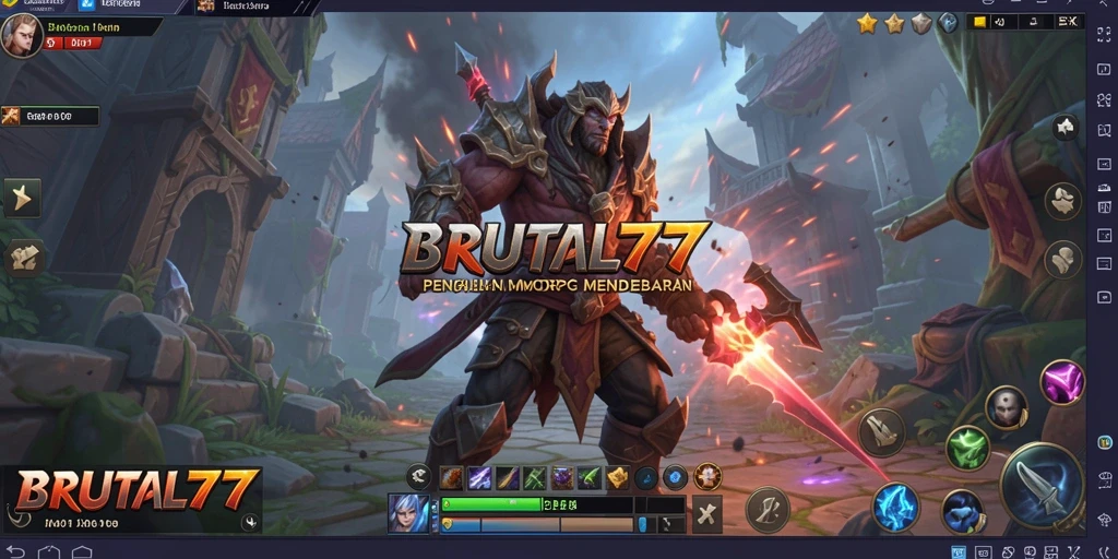 Screenshot gameplay BRUTAL77 yang menampilkan pertarungan seru di dunia MMORPG.