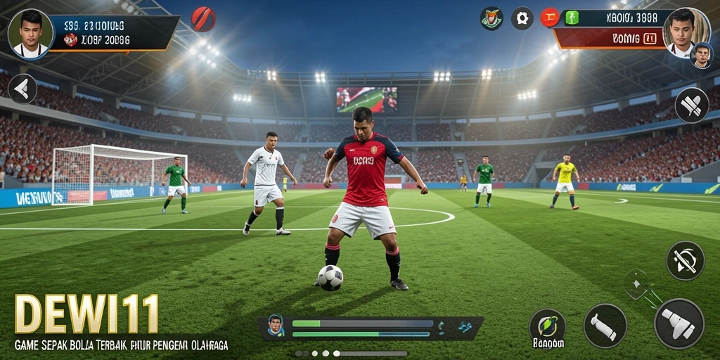 Screenshot DEWI11 menampilkan gameplay sepak bola yang seru dan kompetitif.