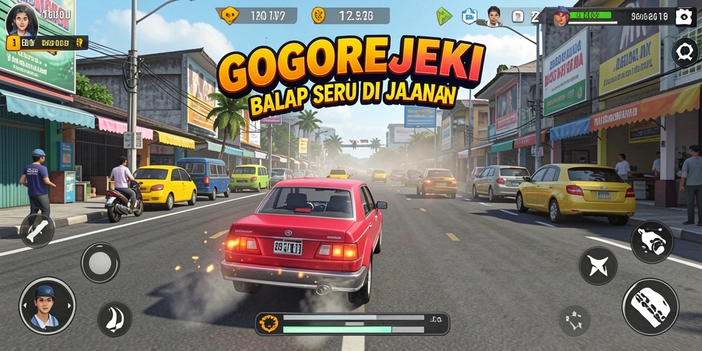 Gameplay GOGOREJEKI yang menegangkan dan seru saat balapan