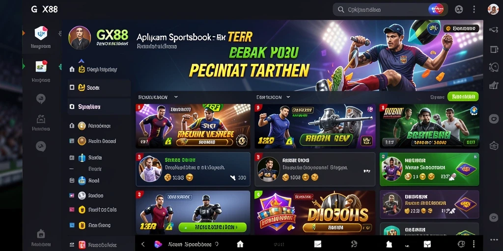Tampilan antarmuka GX88 yang modern dan menarik untuk taruhan olahraga.