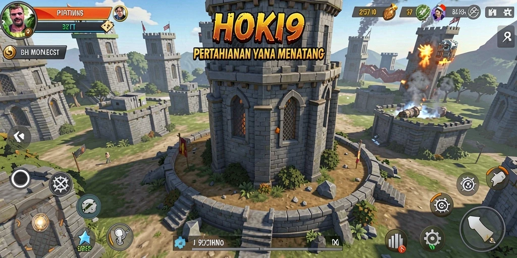 Screenshot HOKI9 menampilkan aksi menara yang kuat dalam Tower Defense.