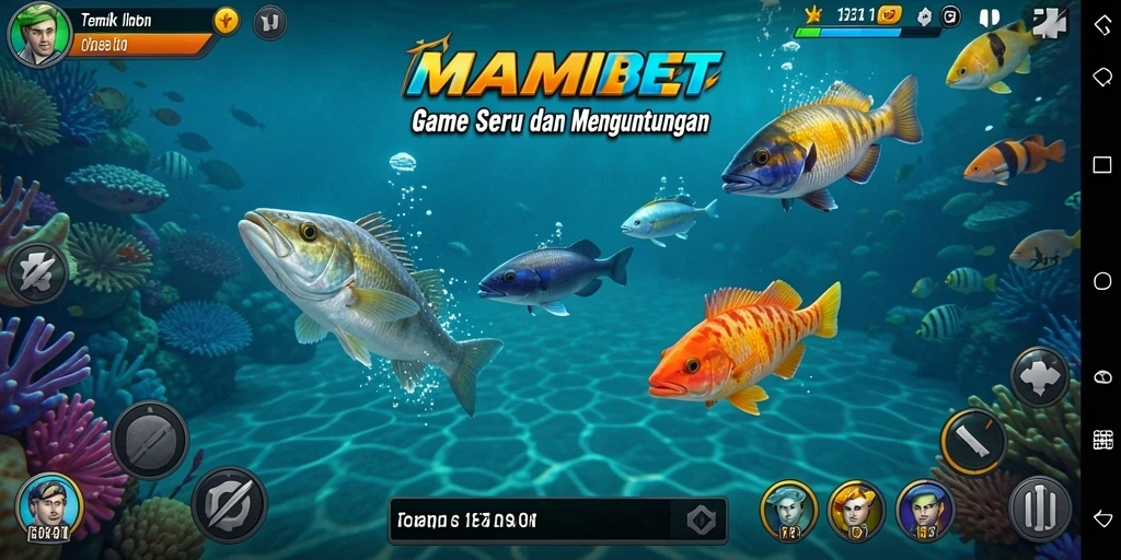 Tampilan gameplay seru dari MAMIBET dengan ikan beraneka ragam.