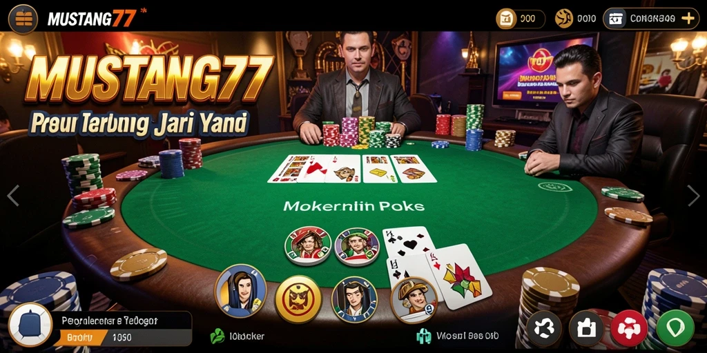 Screenshot gameplay utama MUSTANG77 yang menampilkan aksi poker seru.