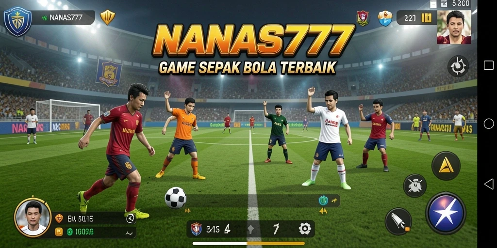 Tampilan seru dari gameplay NANAS777 dengan aksi bola dan pemain.