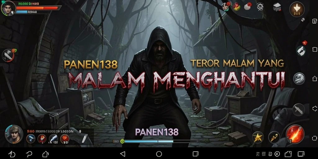 Tampilan gameplay PANEN138 dengan suasana horor yang mendebarkan.