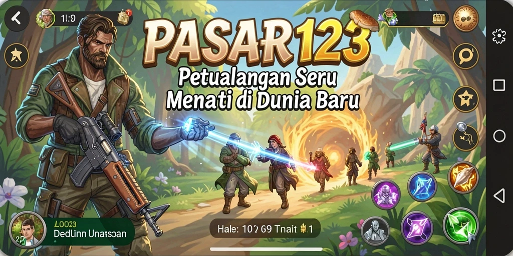 Tampilan dinamis dalam gameplay PASAR123 dengan aksi penuh petualangan.