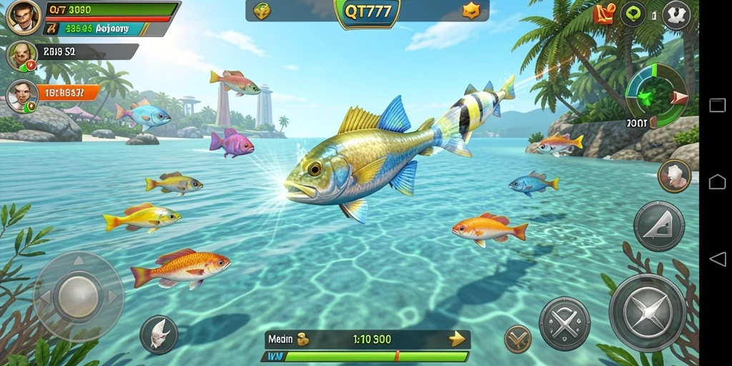 Tampilan menarik dari gameplay Tembak Ikan di QT777.