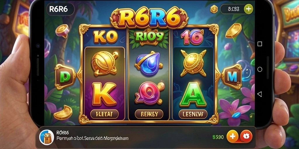 Tampilan gameplay seru R6R6 dengan gulungan penuh warna.
