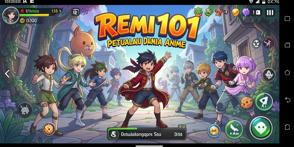 Tampilan gameplay seru di dunia Anime yang penuh warna.