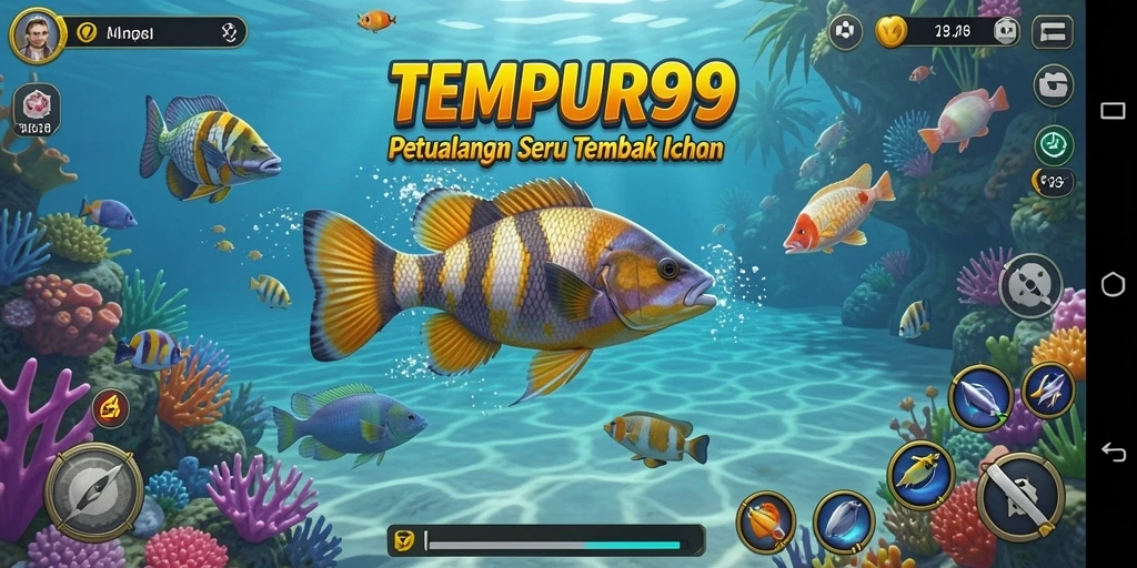 Tangkapan layar TEMPUR99 menampilkan aksi seru dalam permainan Tembak Ikan.