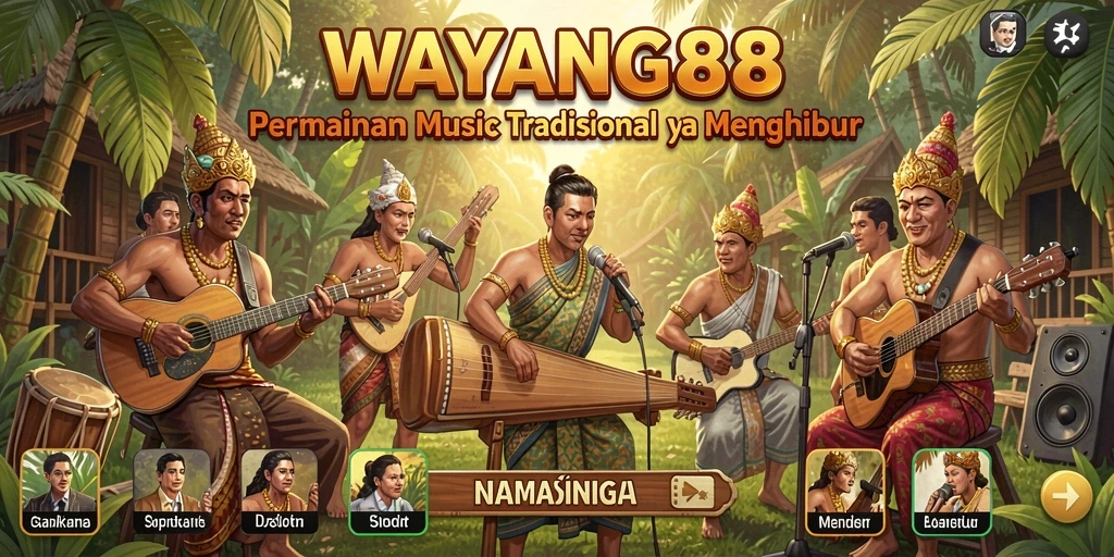 Screenshot utama WAYANG88 yang menampilkan gameplay musik yang seru.