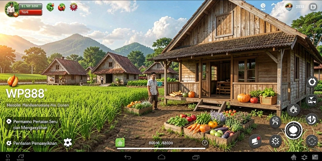 Tampilan menarik dari gameplay WP888 yang menampilkan aktivitas bertani.