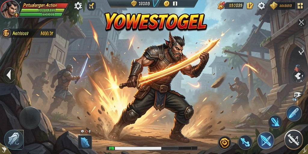 Tampilan gameplay mendebarkan dari YOWESTOGEL saat pertarungan epik.