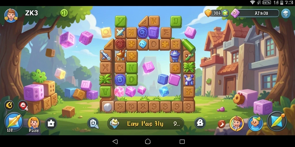 Tangkapan layar utama ZK3 menampilkan gameplay puzzle yang menarik.